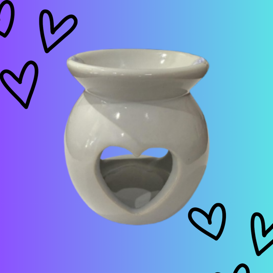 Small White Heart Wax Melt Burner